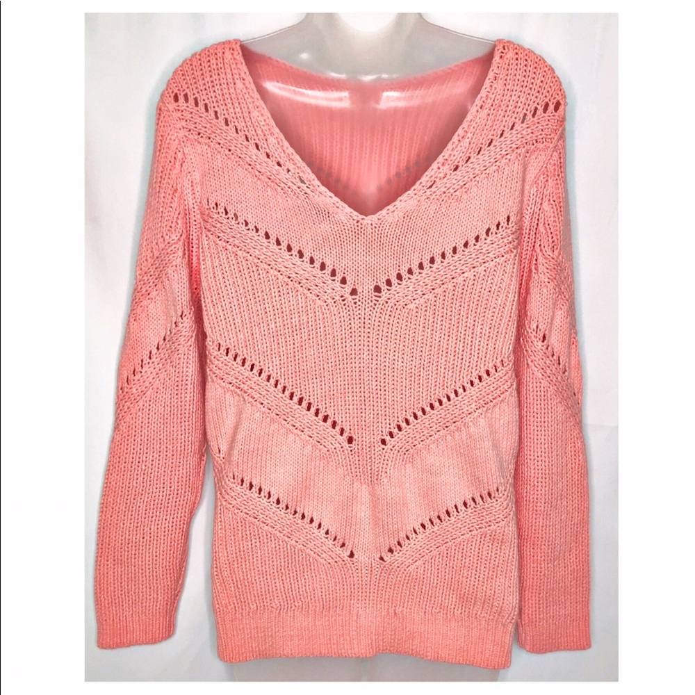 LOFT Pink Pointelle Scoop Back Sweater NWT - Picture 4 of 8